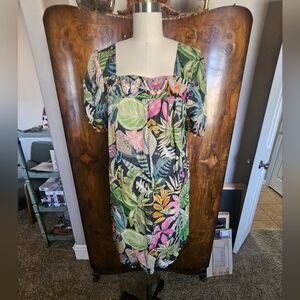 Johnny Was Multicolor Tropical Midi Dress
